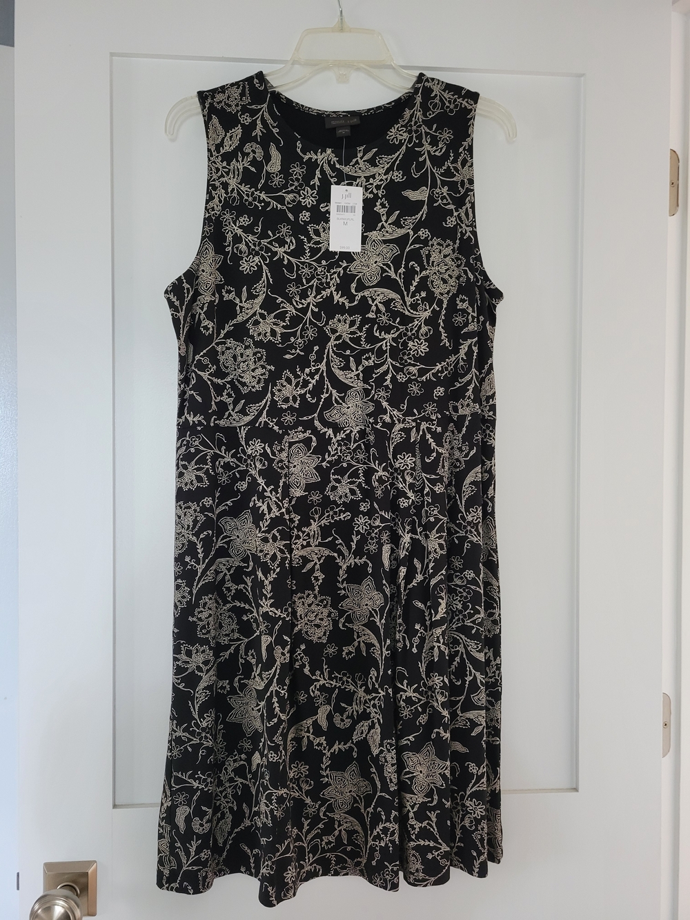 J. Jill Black Midi Dress with Cream Floral Print